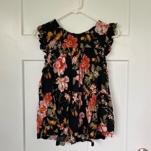American Eagle Outfitters Black Floral Blouse